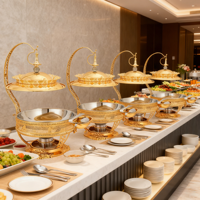 Luxuriöser Goldener Edelstahl-Chafing-Dish mit Brennstoffantrieb, 8L Fassungsvermögen für Hotels, Restaurants, Hochzeiten und Bankette