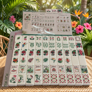 Juego de Mahjong Americano con Diseño de Selva Tropical, 166 Piezas, Fichas de Acrílico, Patrón de Tigre Rosa, Elefante, Océano y Selva Tropical, Juego de Regalo de Lujo - Product Image 1
