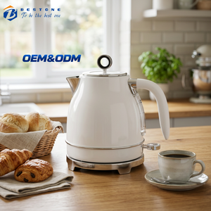 White <b>Retro</b> Electric <b>Kettle</b> 1.2L Stainless Steel Water <b>Kettle</b> with LED Indicator Concealed Heating Element for Home - Product Image 1
