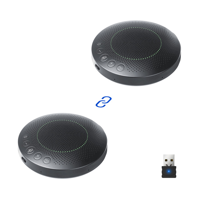 Wireless Conference Speakerphone with 6-Mic Array and 360° Pickup, AI Noise Reduction for 8-15 Person Meetings