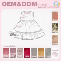Robe de fête pour filles, douce et respirante, style rustique, imprimé floral crème rose, à volants superposés, sans manches, support OEM ODM