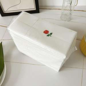ผ้าเช็ดปากขนาดพกพาลายกุหลาบสีขาวจำนวน00ชิ้นผ้าลินินแบบใช้แล้วทิ้งให้ความรู้สึกเหมือนเครื่องใช้บนโต๊ะอาหารแผ่นซับน้ำสำหรับดินเนอร์ - Product Image 1