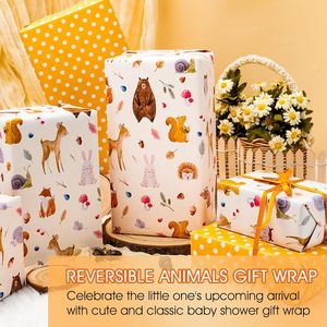 MAYPLUSS Wrapping <b>Paper</b> Woodland Animals 46.8 Square Feet Baby Shower Gift <b>Wrap</b> - Product Image 2