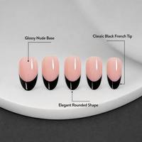 Y138 Kaixin Vente en gros de faux ongles en ABS, forme amande noire française, légers, réutilisables, à effet brillant