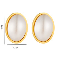 Mode rétro Simple 18K plaqué or en acier inoxydable ensemble de bijoux ovale perle boucles d'oreilles anneau et collier pour les mariages
