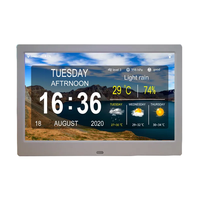 Horloge numérique WiFi avec affichage météo, variation d'intensité lumineuse automatique, lecture vidéo, 5 alarmes, télécommande, écran acrylique 10 pouces
