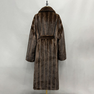 Abrigo Largo <span class=keywords><strong>de</strong></span> Piel Sintética con Cinturón y Solapa con Muescas para Mujer, Estilo Jancoco, Personalizado, con Paneles Verticales, para Otoño e <span class=keywords><strong>Invierno</strong></span> - Product Image 3