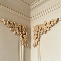 Applique en bois sculpté non fini, style européen orné, pour décoration de meubles, armoires, murs, portes, artisanat en relief