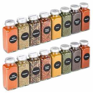 Récipients à épices carrés vides pots à épices en verre de 4oz, bouteilles avec couvercles Shaker et métal hermétique - Product Image 1