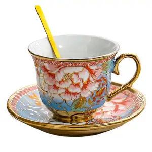 金边花咖啡杯套装欧式屋举办复古英式茶具下午茶