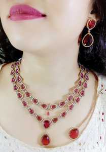 Belle couleur disponible nouveau Design Imitation élégant Mala ensemble indien mariée mariage fête porter longues boucles d'oreilles collier - Product Image 5