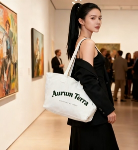 Custom Logo Large Capacity Reusable Cotton <b>Canvas</b> <b>Tote</b> Bag Foldable <b>Canvas</b> <b>Tote</b> Shoulder Bag - Product Image 3