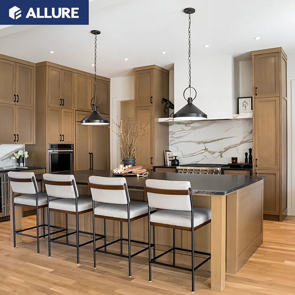 Allure thông minh trắng đồ nội thất sang trọng PVC tùy chỉnh thiết kế sơn mài RTA Shaker Modular hiện đại tủ bếp đặt