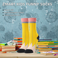 Chaussettes courtes Zmart Crazy Silly pour filles - Chaussettes d'école amusantes en coton mélangé respirant à motifs de dessins animés pour le printemps - Cadeaux de rentrée scolaire