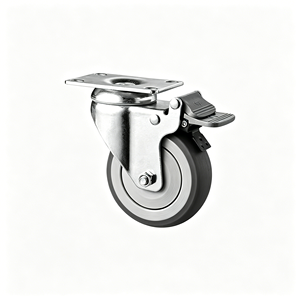Dual Wheel Caster 38mm Soft Pvc Hollow Kingpin With Pedal Brake <b>Floor</b> Protecting Silent Running For Server Cabinet - Product Image 1
