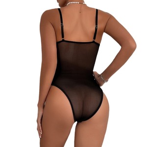 ชุดชั้นในลูกไม้ปักลายดอกไม้แบบขายส่ง ทรงเข้ารูป เซ็กซี่ ชุดบอดี้สูทตาข่ายซีทรูสำหรับผู้หญิง - Product Image 5