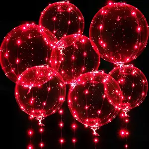 10ft Lumières 20 Pouces Bobo Ballons Rouge Ballons Lumineux pour Fête D'anniversaire De Mariage Saint Valentin Décoration De Noël