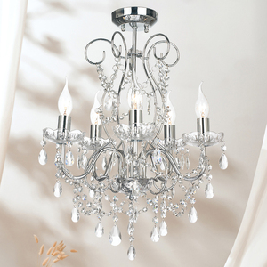 Mini Modern Crystal Candle Chandeliers Lighting Fixture <b>Dining</b> Room Acrylic Droplets Flush Mount Rain Drop Pendant Ceiling <b>Light</b> - Product Image 6