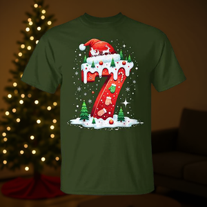 Camiseta divertida con estampado de árbol de Navidad y luces, para parejas, con diseño de meme 'Six Seven 6 7' - Product Image 3