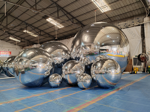 <span class=keywords><strong>Ballon</strong></span> géant réfléchissant en PVC <span class=keywords><strong>gonflable</strong></span> en gros, boule miroir argentée pour la mise en place de fêtes en plein air - Product Image 2