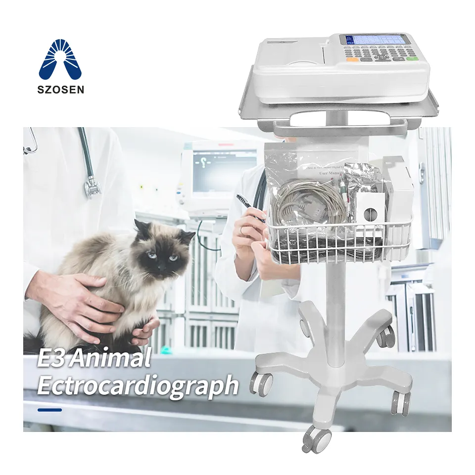 Harga bagus layar sentuh portabel dokter hewan 3 saluran mesin Ecg elektrokardiograf untuk hewan