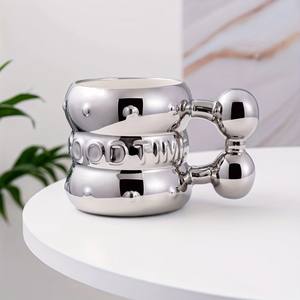 L Luxe Mariage En Relief 400ml Gobelet En Céramique Tasses À Café Écologiques avec Poignée Dorée Tasses Personnalisées pour Bière Louers Vodka - Product Image 5