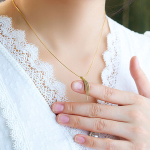 Custom 316L Stainless Steel 14k 18k Gold Plated Tassel Waterfall Jewelry Pendant <b>Necklace</b> for Women wholesale - Product Image 2