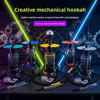 Ensemble complet de chicha en métal pour bars et usage domestique, kit de chicha au design miroir avec éclairage et divertissement