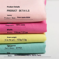 Tissu en dentelle de ramie 100% pur en gros, tissé uni 21SX21S 125G, léger et respirant, pour robe d'été, vêtement pour filles