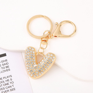 Abalorios de diamantes de moda 26 letras inglesas llavero del alfabeto de los diamantes de imitación de cristal llavero de aleación bolsa regalo para bolso DIY - Product Image 2