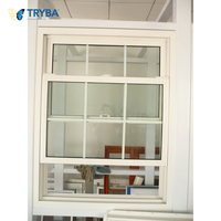 Ventana Corredera Vertical de Vinilo UPVC Insonorizada y Fácil de Limpiar, Ventanas de Doble Hoja de Vinilo con Rejillas