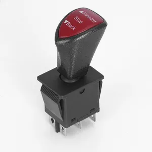 New Launch Black PA66 Double Row Short Type 6Pin ON-OFF-ON Mini Rectangle Rocker Switch with Small Handle