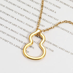 Français ins niche simple chanceux Fu Lu creux <span class=keywords><strong>gourde</strong></span> collier femme pendentif titane <span class=keywords><strong>acier</strong></span> 18K collier en or - Product Image 1