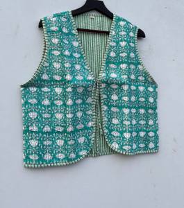 Women's Sustainable <b>Floral</b> Printed Cotton <b>Waistcoat</b> Open Front V-Neck with Tassels Short Length Autumn/Winter Vest Outer Wear - Product Image 4