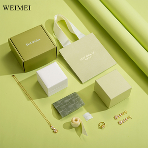 Bolsa de Papel para Regalo de Joyería, Pequeña, Verde, de Lujo, con Impresión de Logotipo Personalizado OEM de WEIMEI - Product Image 3