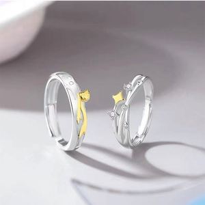 Silver Plated Shiny Star Diamond <b>Couple</b> <b>Ring</b> Open <b>Couple</b> <b>Ring</b> for Women Men Wedding Engagement Wedding Jewelry - Product Image 3