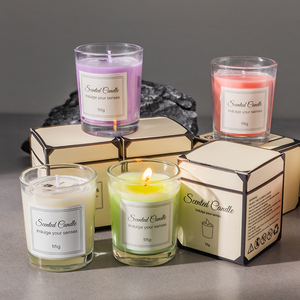 55 g Coco <span class=keywords><strong>Orange</strong></span> différentes couleurs verre clair belles <span class=keywords><strong>bougies</strong></span> parfumées en cire de soja pour la maison de fête de mariage - Product Image 1