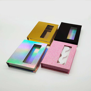 Boîte d'emballage vide de cils de vison 3 paires de boîte d'emballage de cils avec pince à épiler boîte de rangement emballage en papier scintillant - Product Image 1