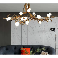 Lustres suspendus modernes en cuivre avec branches, verre et fleurs de rose, pour hôtel, chambre, salon, bar, éclairage LED