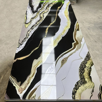 Panneau mural moderne en PVC marbré brillant 3D embossé 1220*2440mm, plaque UV, décoration murale