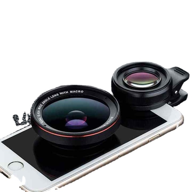Free Sample 2 in 1 Clip-On Cell Phone Camera Kit Super Wide Angle Lens Accessories 0.6x Wide Angle Lens 15x Macro Lens