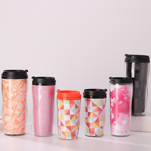 Quảng cáo 14 oz DIY giấy in chèn cốc nhựa ảnh du lịch <span class=keywords><strong>Mug</strong></span> với Flip Top - Product Image 2