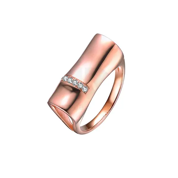 Keiyue-Bague de mariage minimaliste en laiton plaqué or rose vermeil tendance pour femme Cz en argent sterling 925