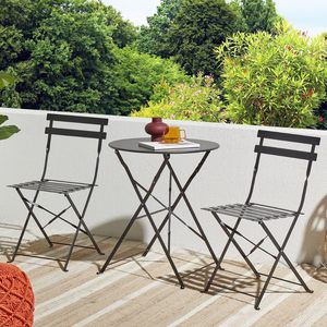 Conjunto de Bistro Metálico Redondo para Exteriores con 2 Sillas y 1 Mesa, Muebles de Jardín Plegables, Diseño Retro, Color - Product Image 6