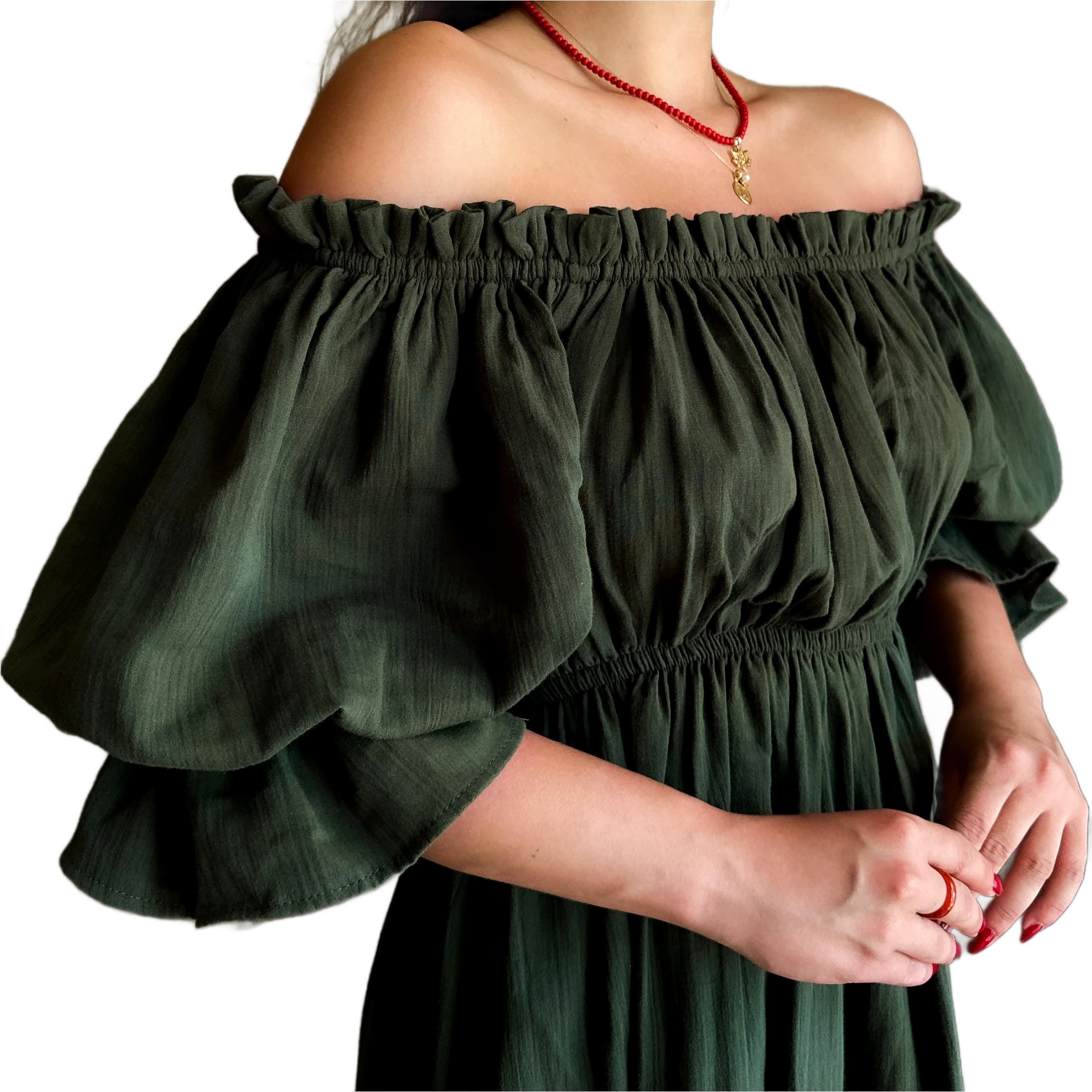 Elegante vestido campesino de manga larga: perfecto para cualquier