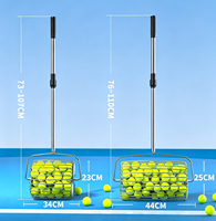 Ramasseur de balles roulant réglable en acier inoxydable pour tennis, golf et pickleball