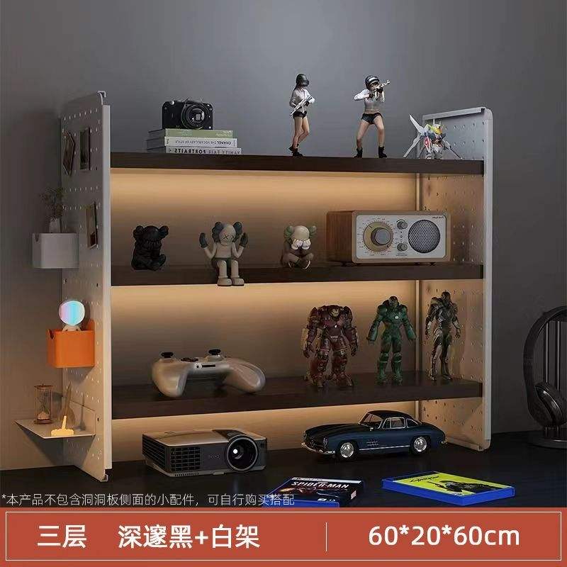 [มีตะขอ 4 อัน] สามชั้น - สีดำเข้ม ยาว 60 ซม. กว้าง 20 ซม