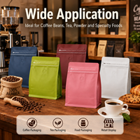 Sacs à café en papier kraft à fond plat en aluminium, imprimés sur mesure avec valve, 500g 1kg, en stock