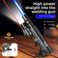 Briquet torche tactique d'extérieur multifonction avec laser et lampe LED, verrou de sécurité, ouvre-bouteille, rechargeable, réglable