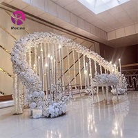 Décoration de mariage arc de fleurs structure de fleurs perles rideau toile de fond avec fleur pour décoration murale de scène de mariage